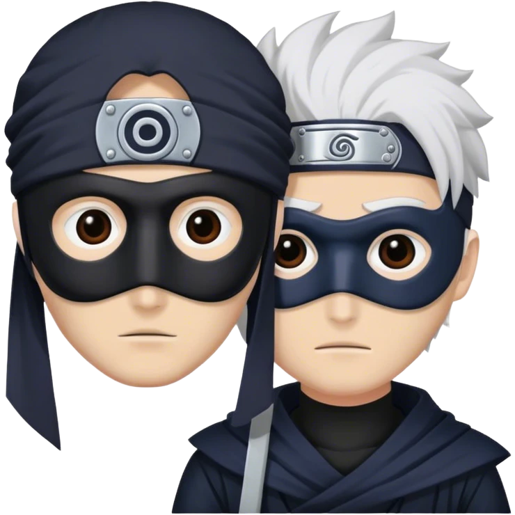 Guy with white skin with obito mask trendy  black captain mask emoji