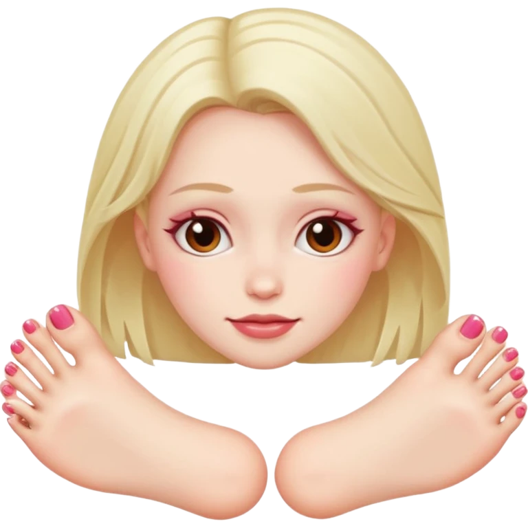 blushing face with nails and feets behind emoji