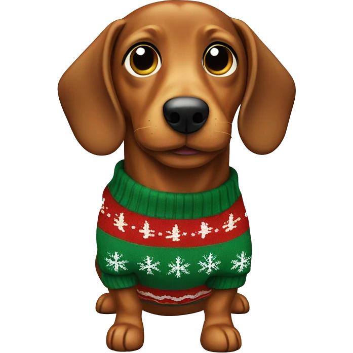 wiener dog wearing a christmas sweater emoji