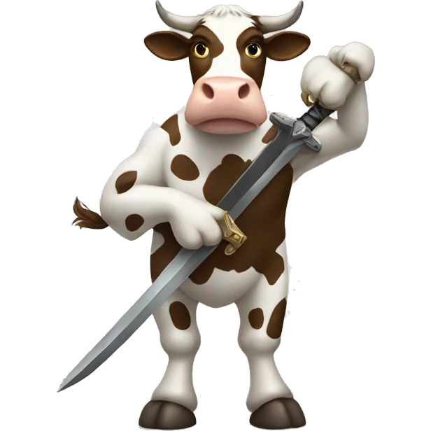 Cow holding a sword emoji