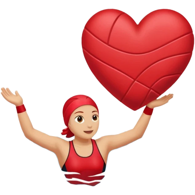 Natación  y voley en un corazón de color  emoji