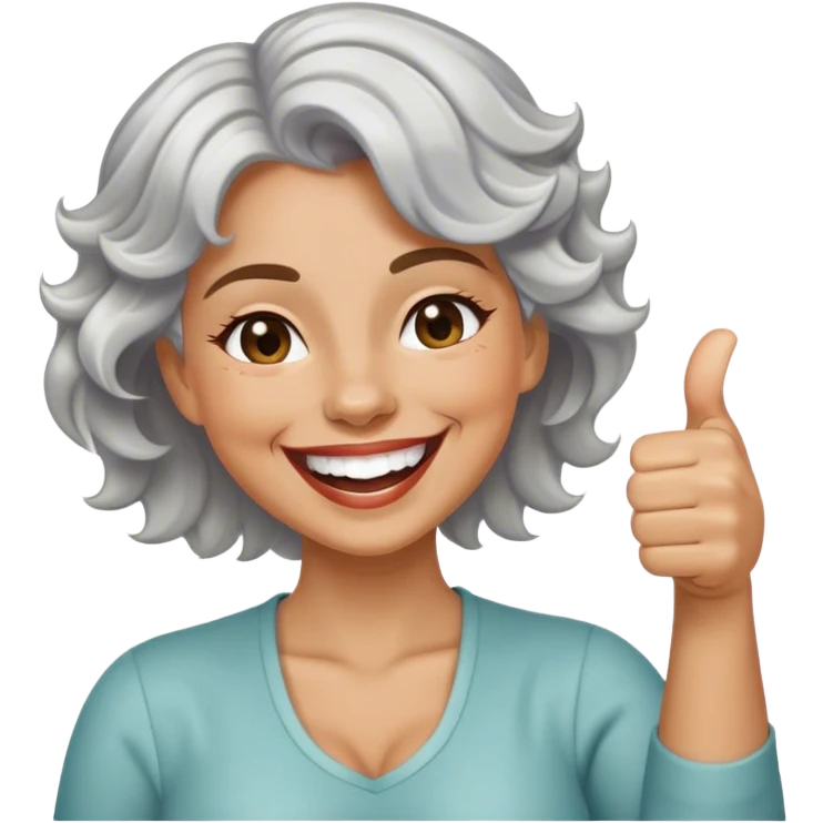 laughing lady short fine silver wavy hair thumb emoji