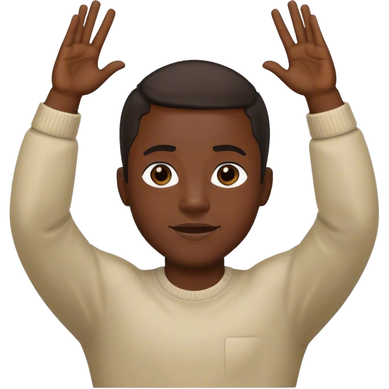 Black man putting his hands up emoji