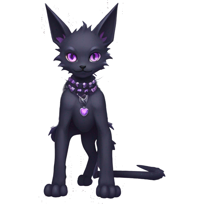 cool edgy black punk Purple ethereal fantasy nargacuga-bat-cat-Fakemon collar full body emoji