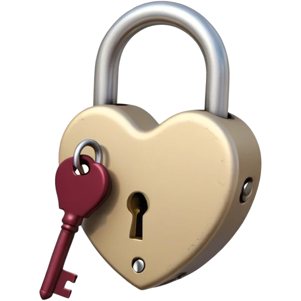beige heart-shaped lock and key burgundy  emoji