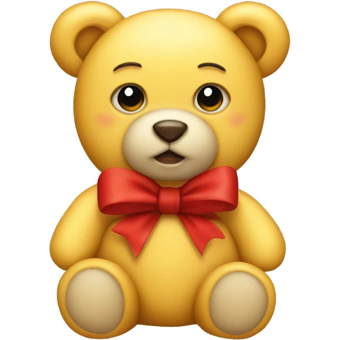Yellow teddy bear with red bow emoji