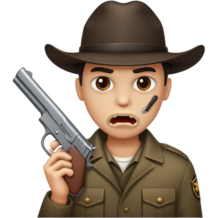 Gun in the mouth emoji