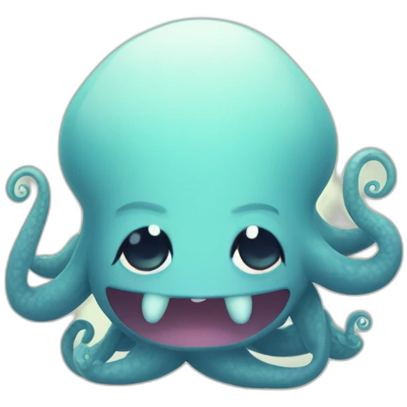 Cute kraken cute face eyes closed making yoga emoji