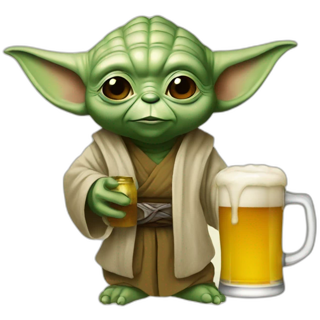 yoda with a beer emoji