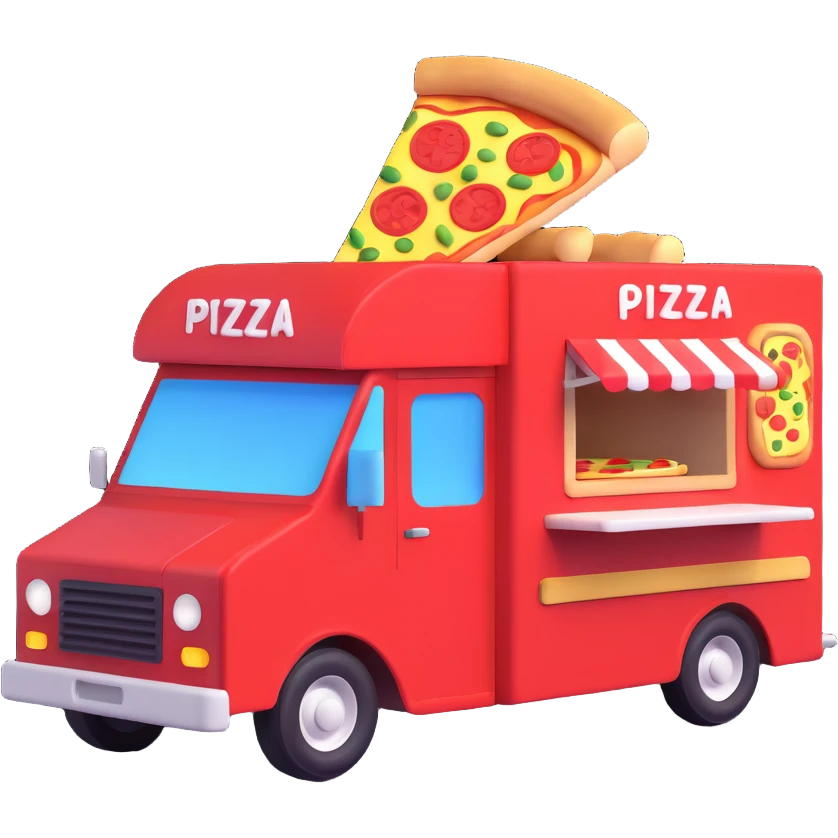 generate me a 3D pizza food truck emoji