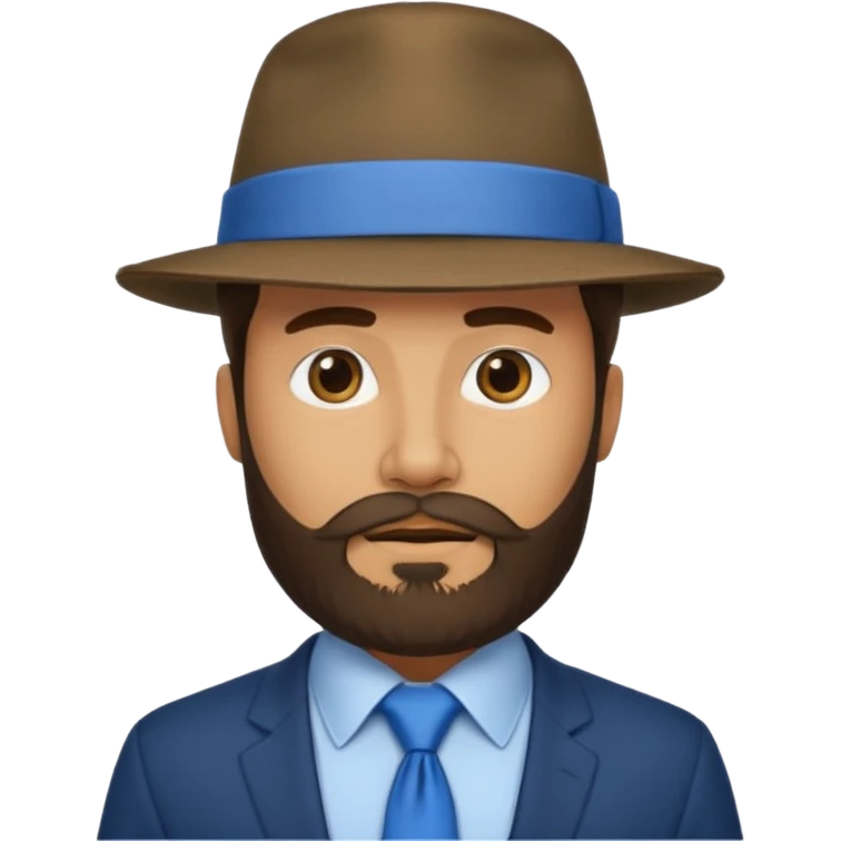 bearded man wearing hat and blue tie no coat emoji