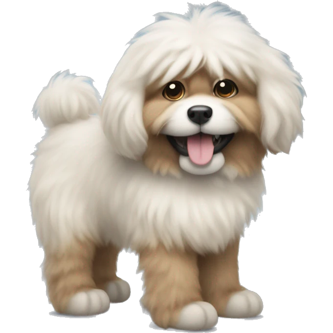 Fluffy dog with tong  emoji