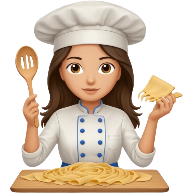 Long hair brunette chef making pasta emoji