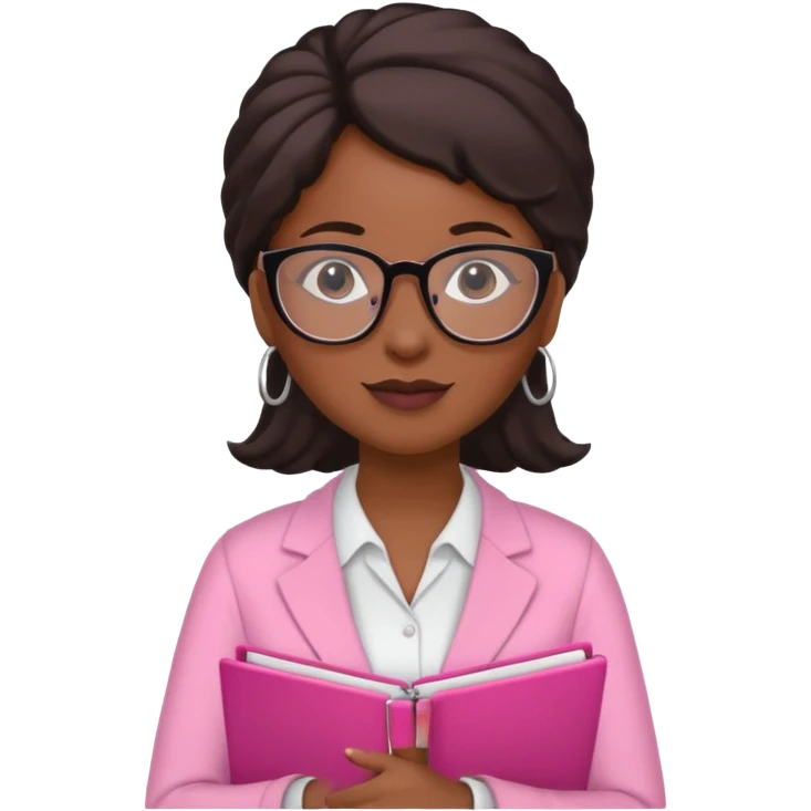 black women accountant holding folder wearing pink and glasses emoji