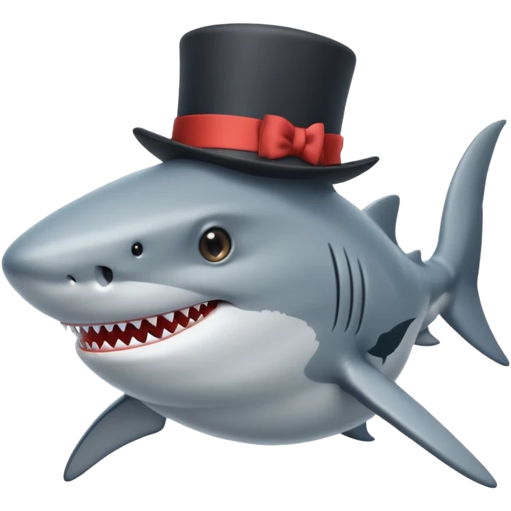 Shark with a top hat emoji