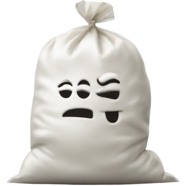 Plastic bag of flour that says blow on it  emoji