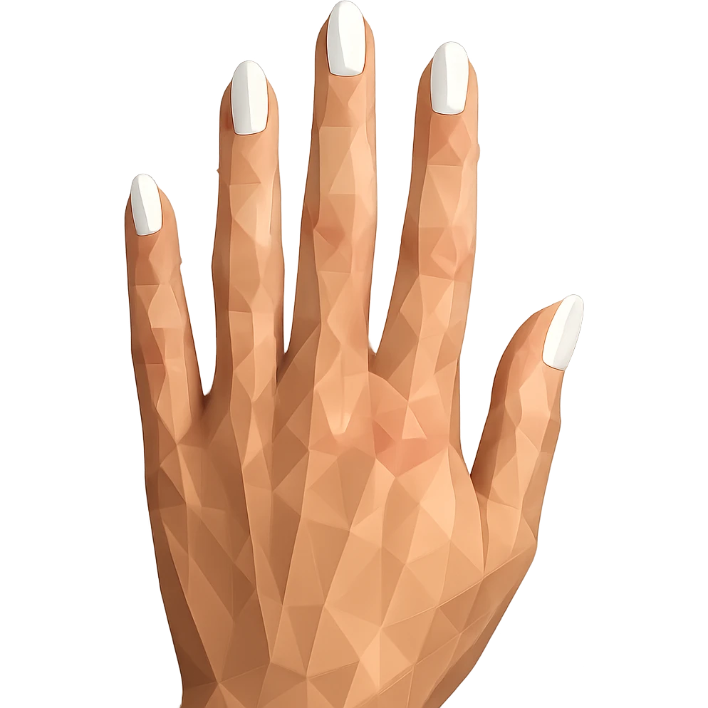 beautiful realistic female hand with five fingers and white manicure emoji