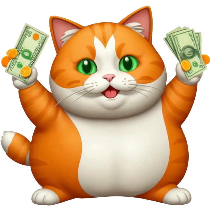 Fat cat throwing money  emoji
