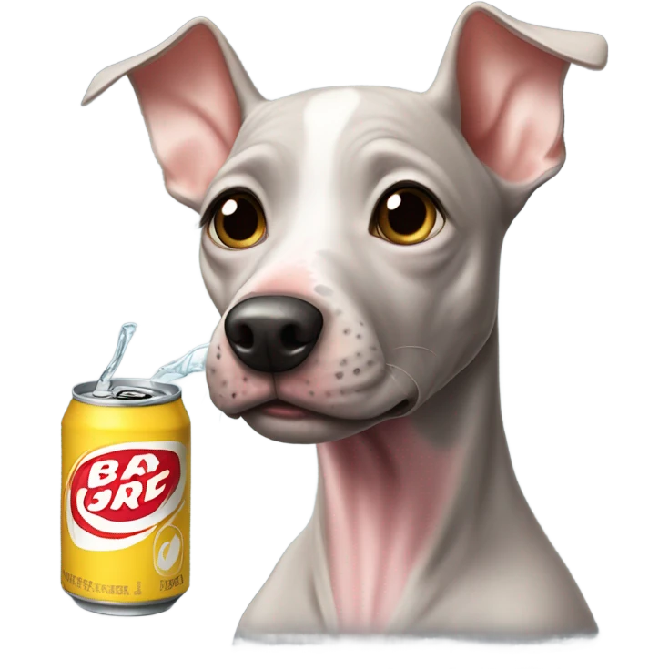 American Hairless Terrier drinking cola emoji