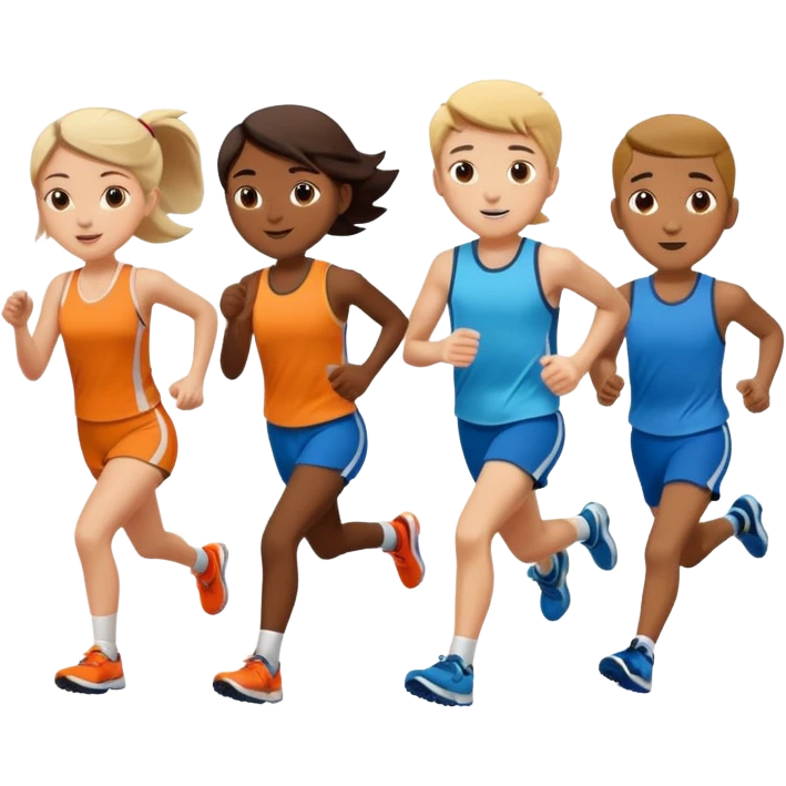 runners running (girls and boys) emoji