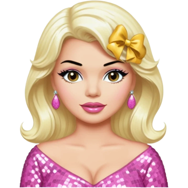 Jayne Mansfield with long platinum blonde hair, pink sequin outfit emoji