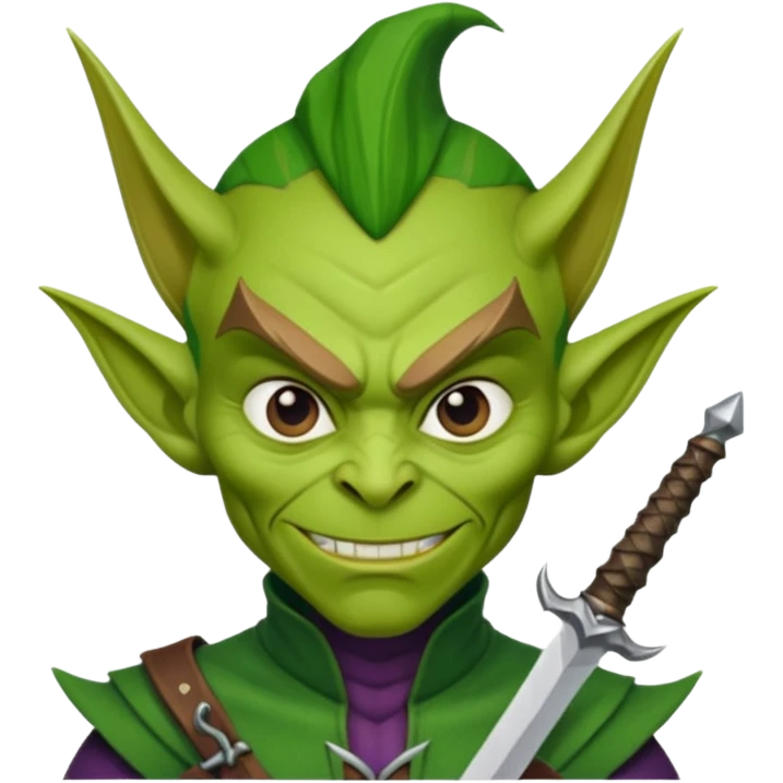 green goblin - pointy ears, dagger emoji