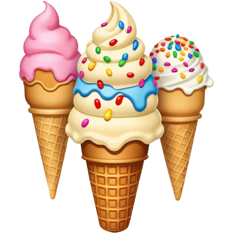 An ice cream cone with three scoops emoji