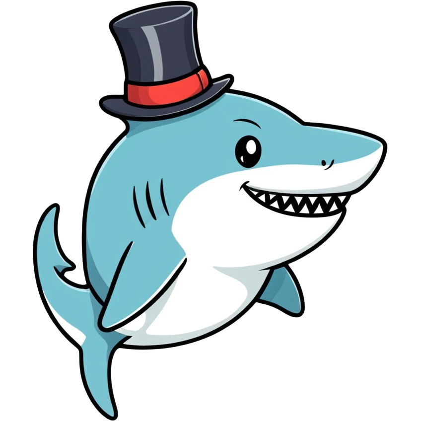Shark with a top hat emoji