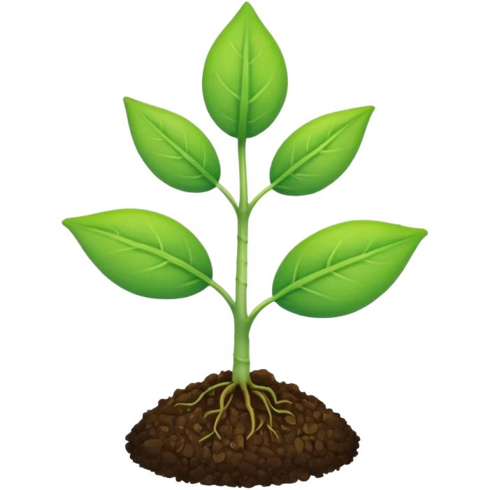 A tiny two leaf seedling coming out of a seed without any mud or gravel just a seed emoji