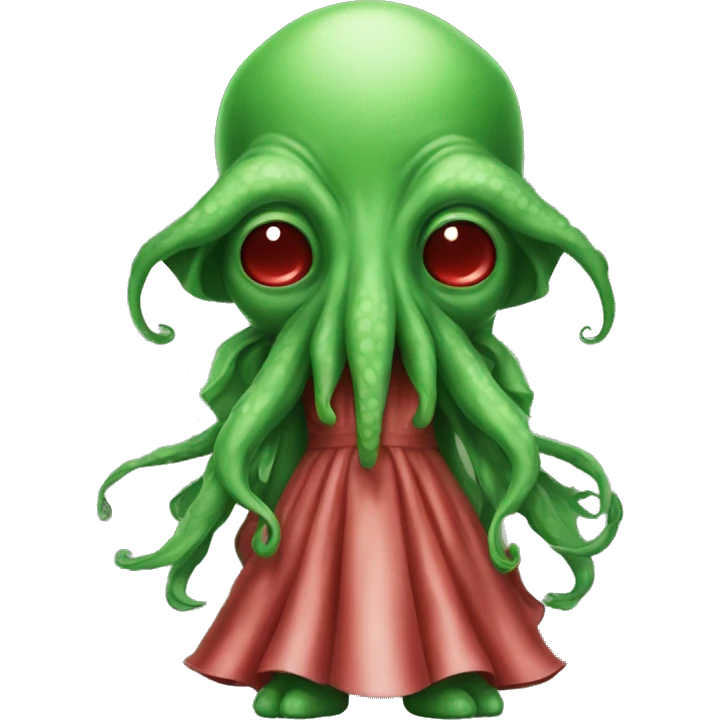 green Cthulhu with dress red emoji