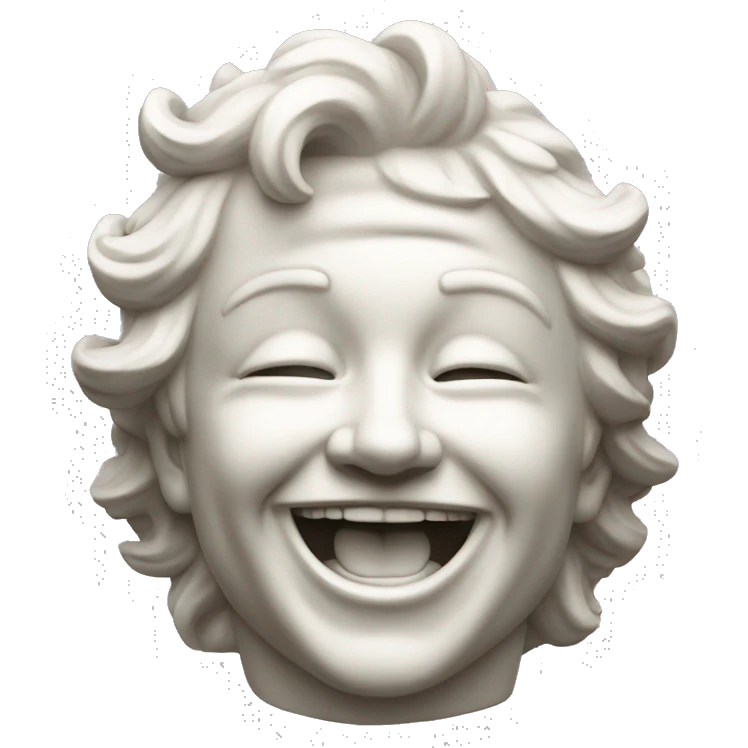 laughing statue, muscular statue, antique white statue emoji