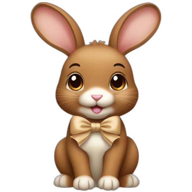 brown rabbit with a cute beige bow emoji