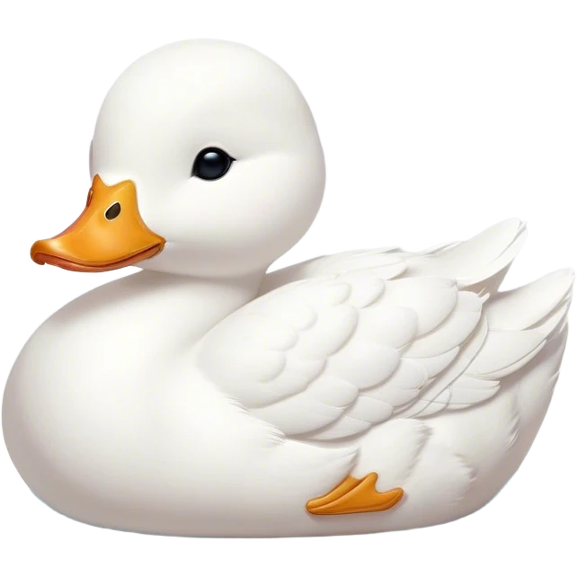 Meme-Worthy Cute Sleeping White Duck Portrait Emoji, Head resting peacefully with a contented smile, showcasing a sleek, graceful build and a luxuriously soft pure white plumage, eyes shut in a serene, restful nap, Simplified yet hilariously adorable features, highly detailed, glowing with a soft, drowsy light, high shine, relaxed and utterly lovable, stylized with an air of playful laziness, bright and heartwarming, soft glowing outline, capturing the essence of a comically sleepy duck, so meme-worthy it feels like it could instantly become the next viral sensation of adorable slumber! emoji