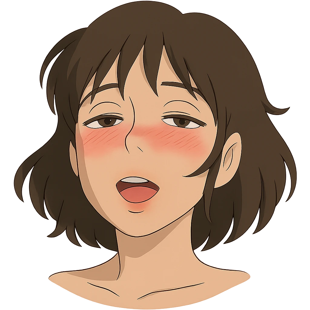ghibli style soft and expressive lusty face emoji