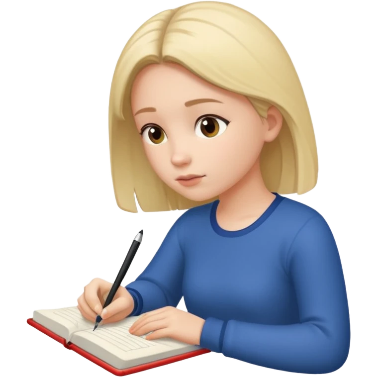 Girl writing on the notebook, side view. emoji