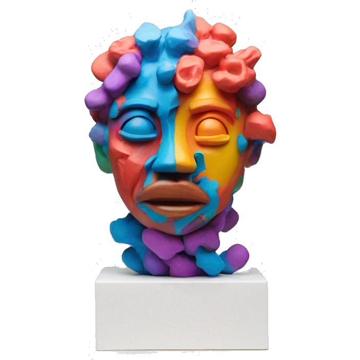 a colorful abstract sculpture realized with modeling clay on a white base emoji