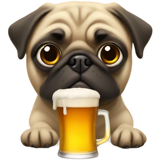 Pug with beer emoji