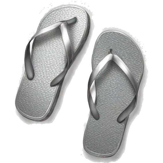 Realistic metallic silver flip flops. emoji