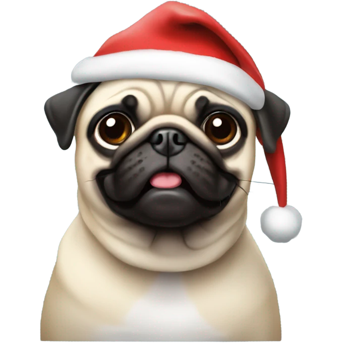 pug wearing a santa hat emoji