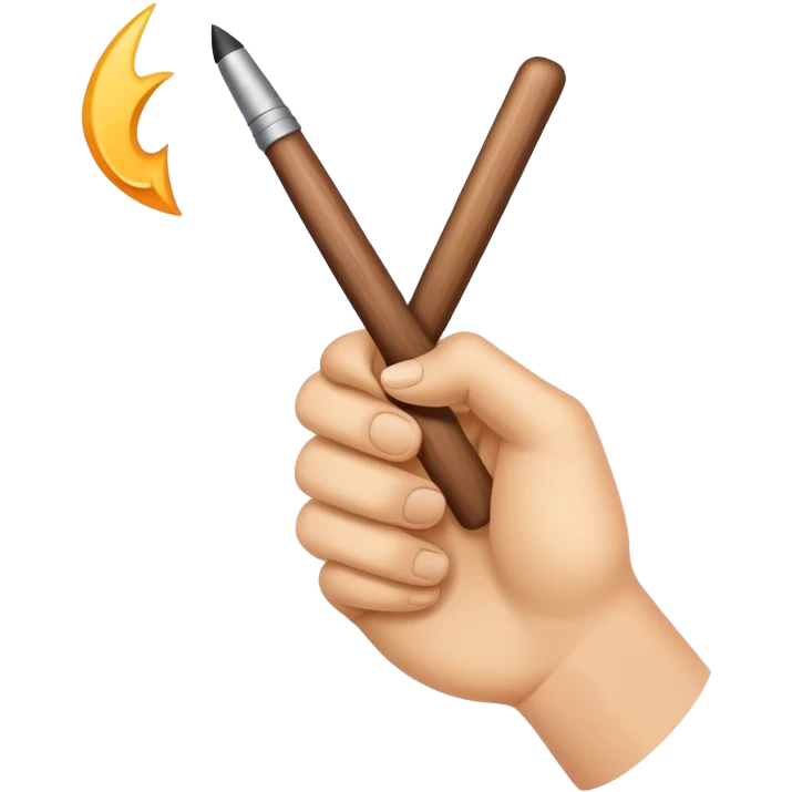Hand holding Woodstick pointing emoji