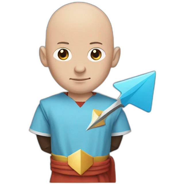bald messi with a light blue arrow in his head aang style emoji