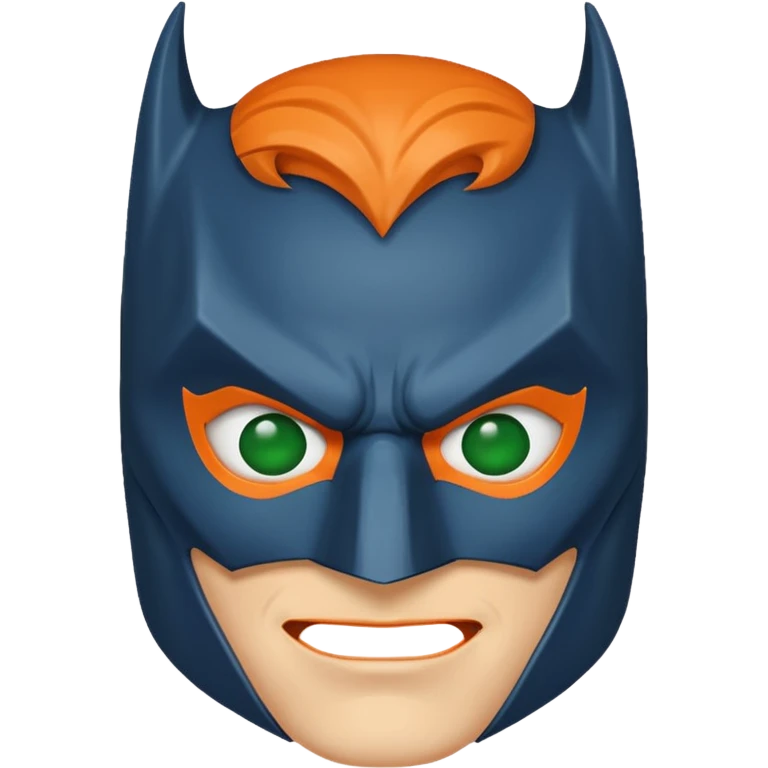 batman emoji with the mask is in blue, orange and green, the face, eyes are regular colors emoji