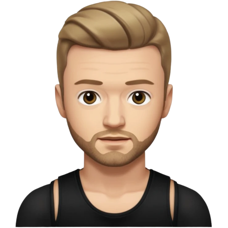 Justin Timberlake dark blonde hair, black tank top emoji