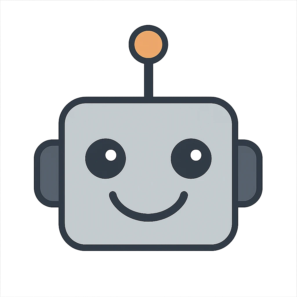 flat toon style smiling robot face emoji