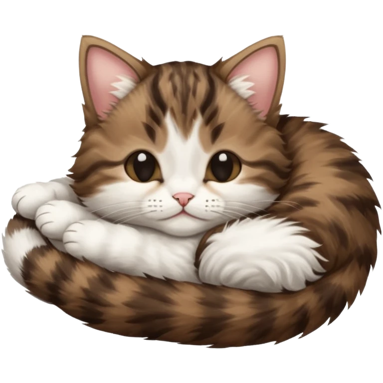 dark brown tabby and white kitten upside down sleeping emoji