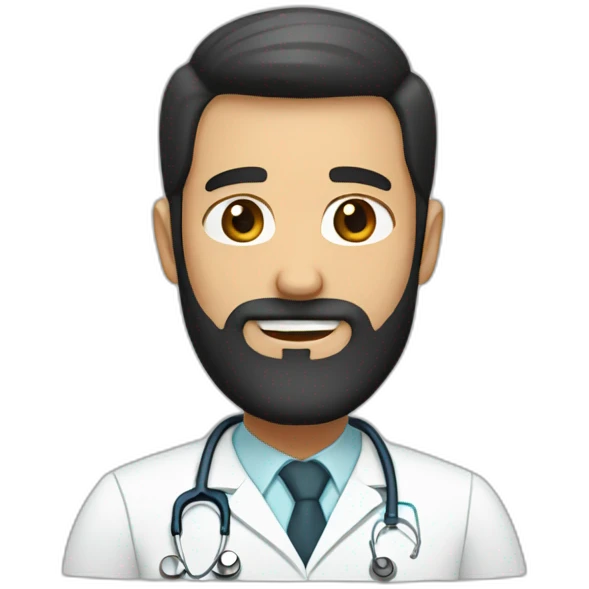 white doctor brown beard and short black hair on the head emoji