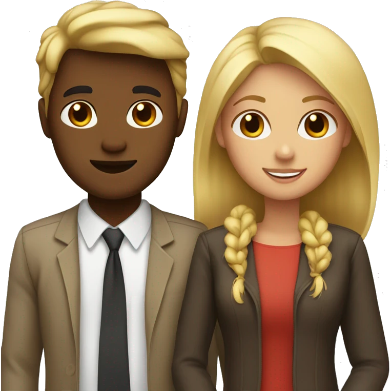 couple with heart, blond girl and a brown skin man emoji