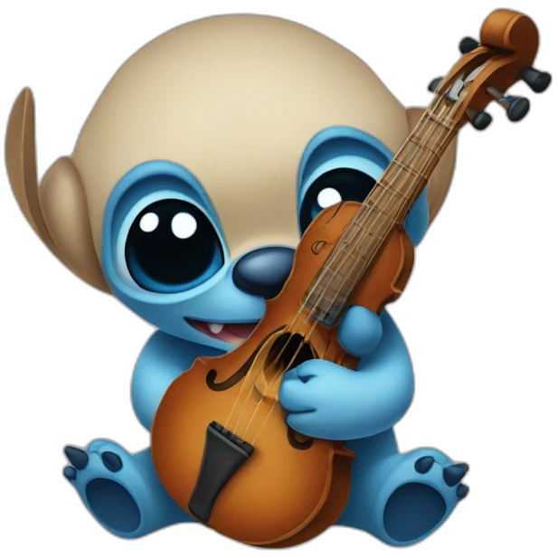 Stitch qui joue du hautbois (instruments) emoji