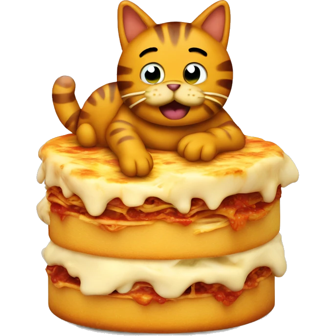 Garfield sitting on lasagne emoji