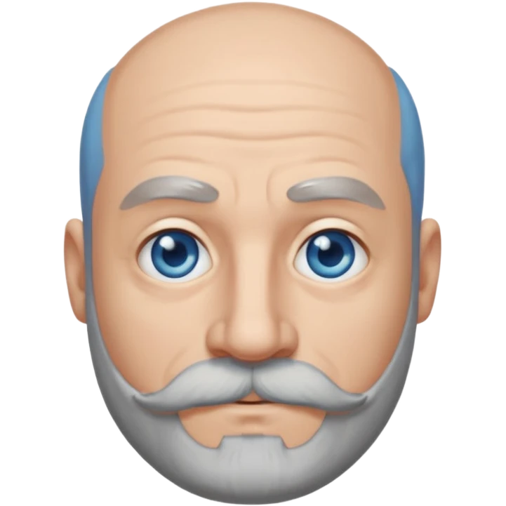 Bald man with blue eyes grey beard and moustache emoji